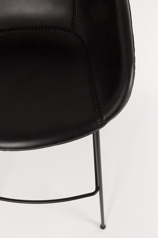 Zuiver Feston Bar Stool - Black PU, SH: 65cm