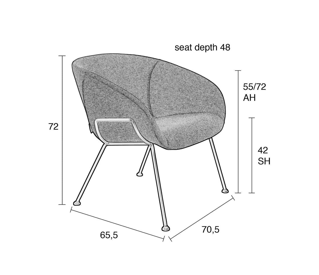 Zuiver Feston Lounge Chair - Grå stoff