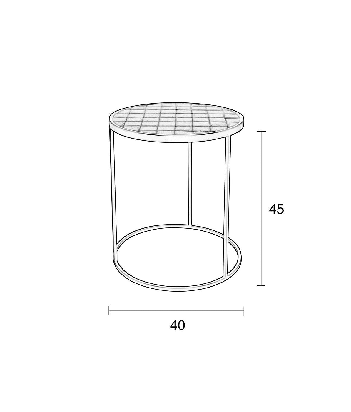 Zuiver glasert sidebord Ø40, hvitt