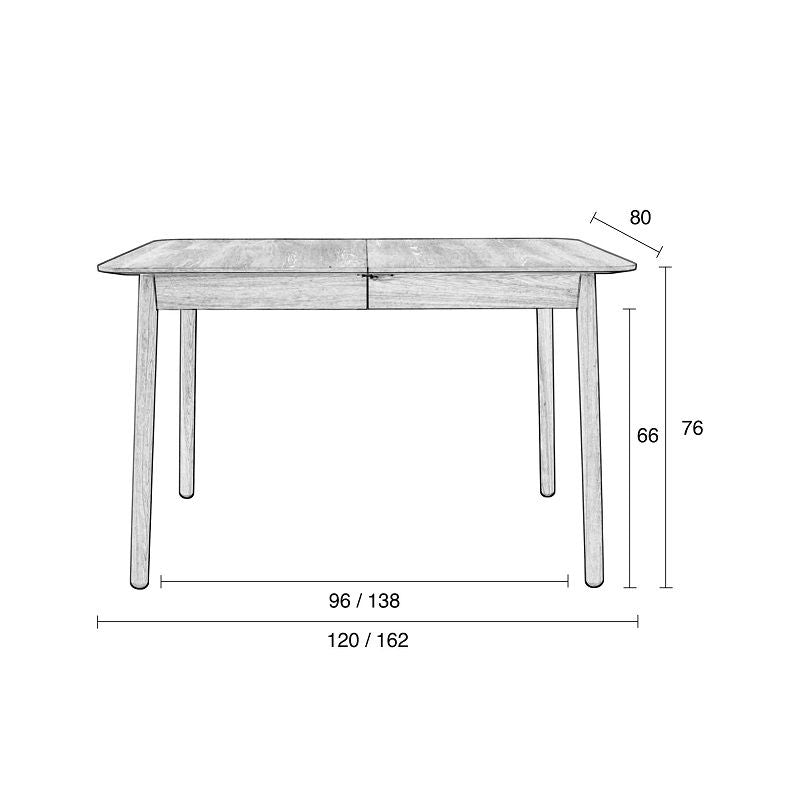 Zuiver glimt spisebord - Butterfly Pull -Out 120x80