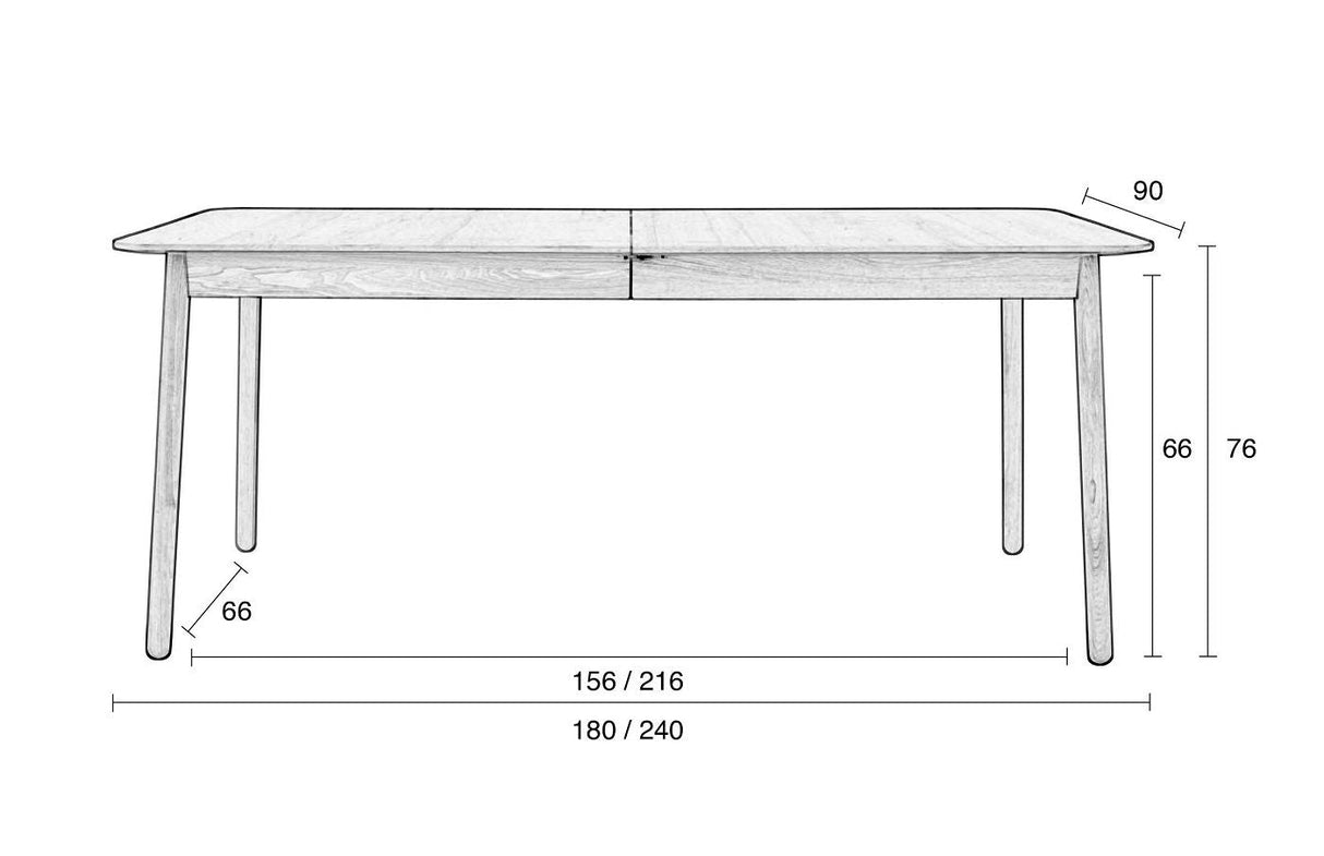 Zuiver glimt spisebord med uttrekk 180/240x90 - Natur