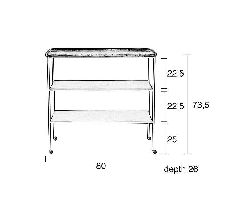 Zuiver Gusto Console Table W/Wheel - Svart