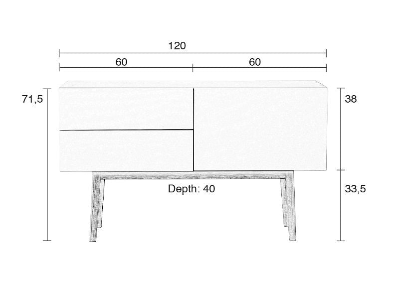 Zuiver High on Wood Sideboard - White - B: 120