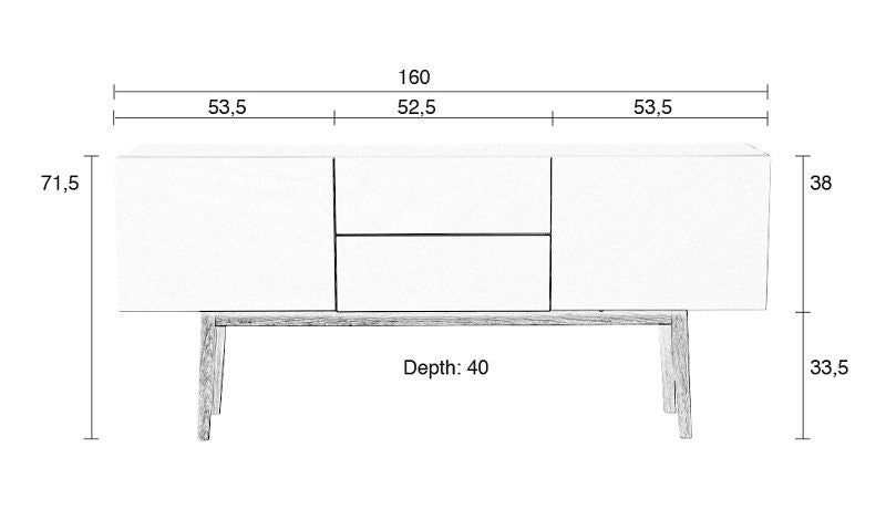 Zuiver High on Wood Sideboard - White - B: 160