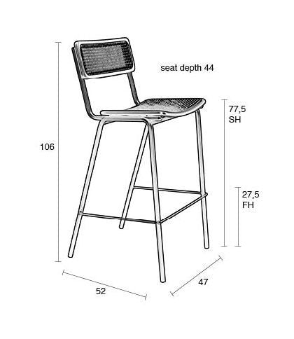 Zuiver Jort Barstool - grønn/natur