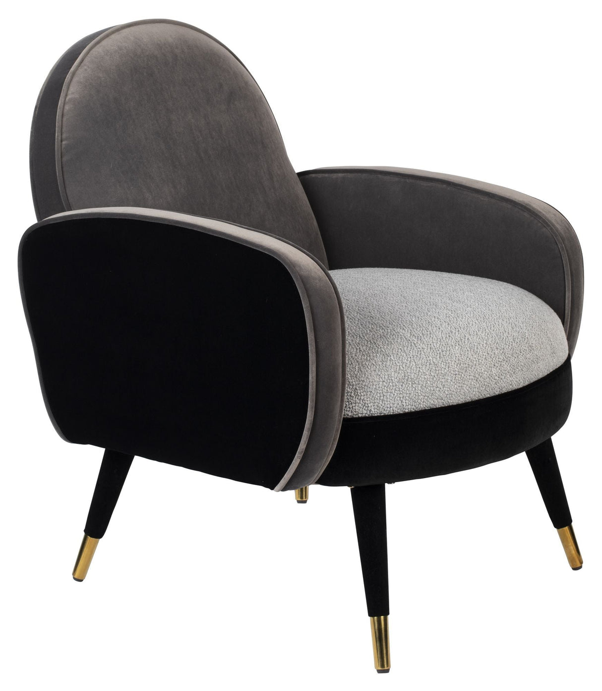 Zuiver Sam Lounge Chair - Velour Black/Grey