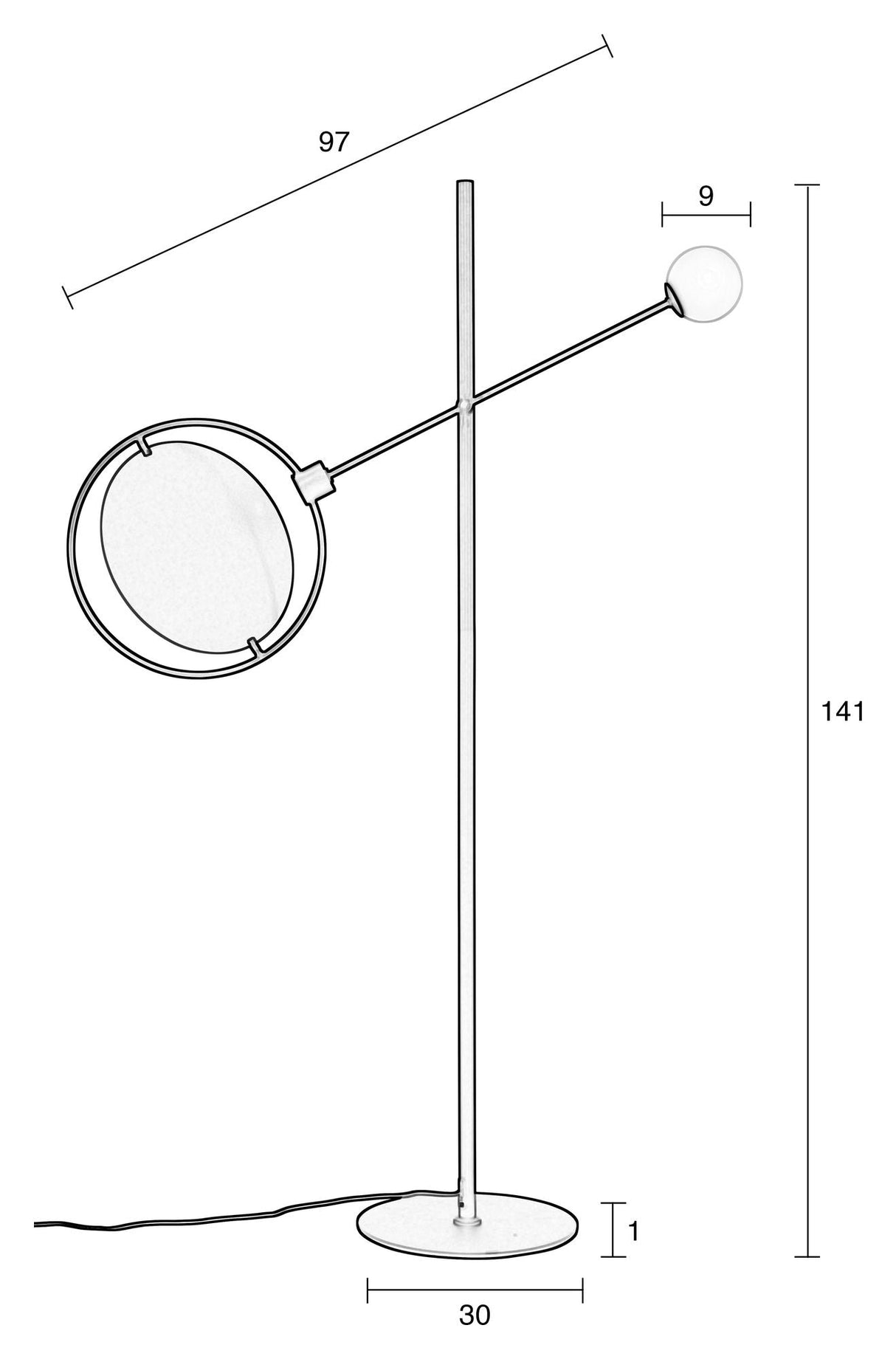 Sirius gulvlampe, svart/gull