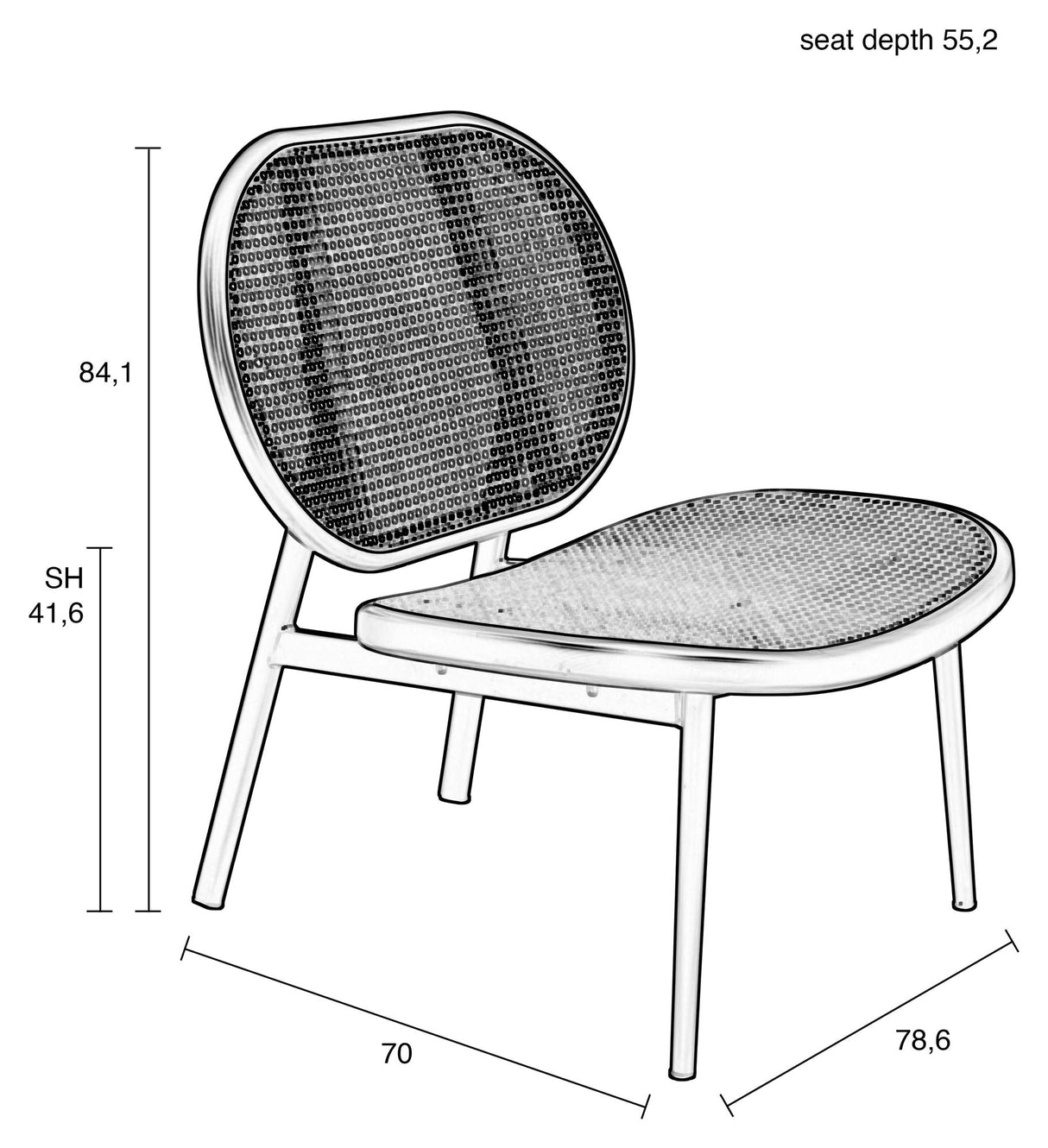 Spike Lounge Chair, Rattan/Beech