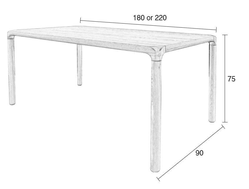 Zuiver Storm spisebord - Ash Veneer, 90x220