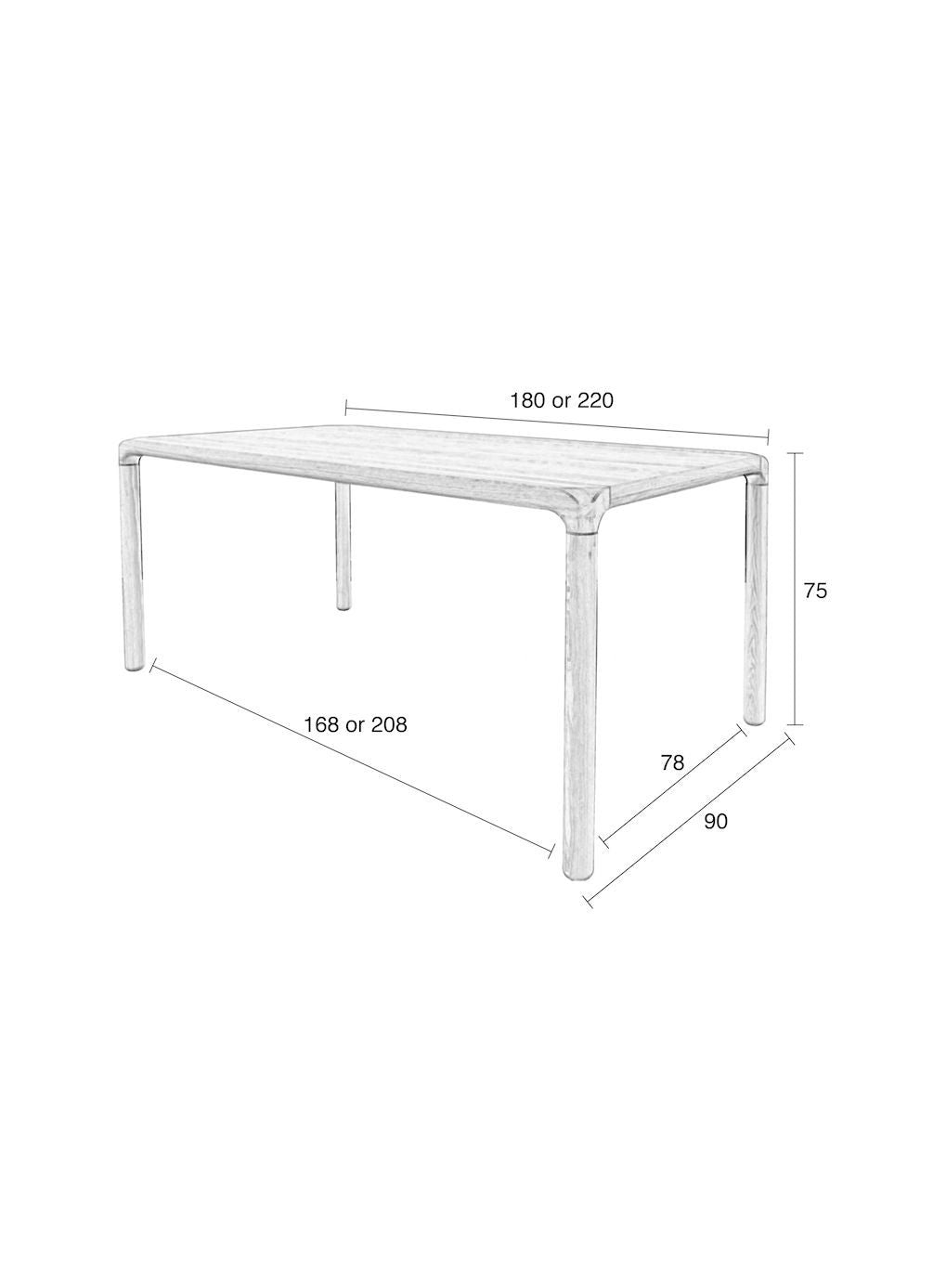 Zuiver Storm spisebord - valnøtt, 180x90
