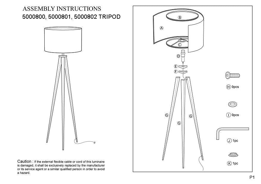 Zuiver Tripod Wood Floor Lamp - Svart