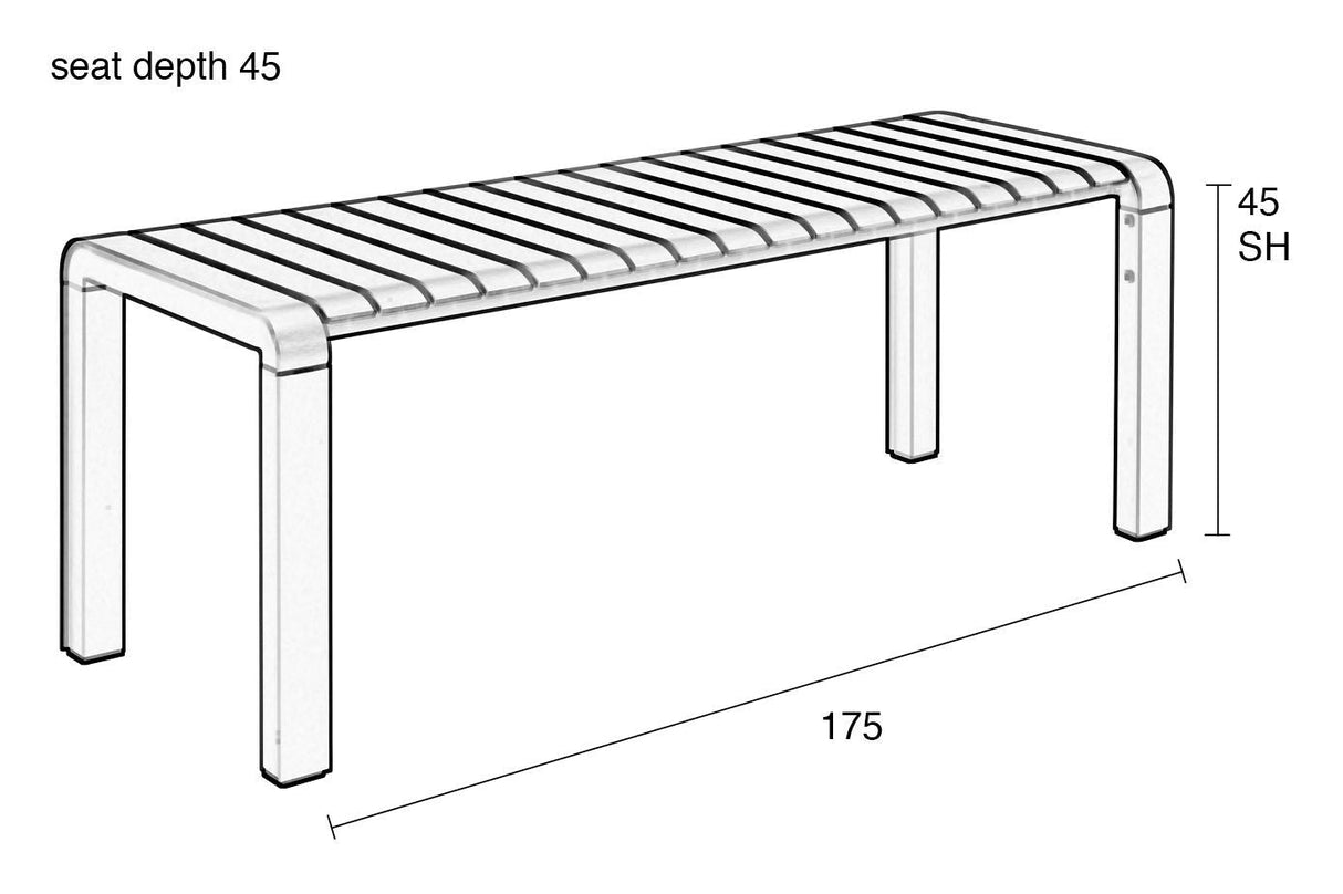 Zuiver Vondel Garden Bench - Black, 175x45