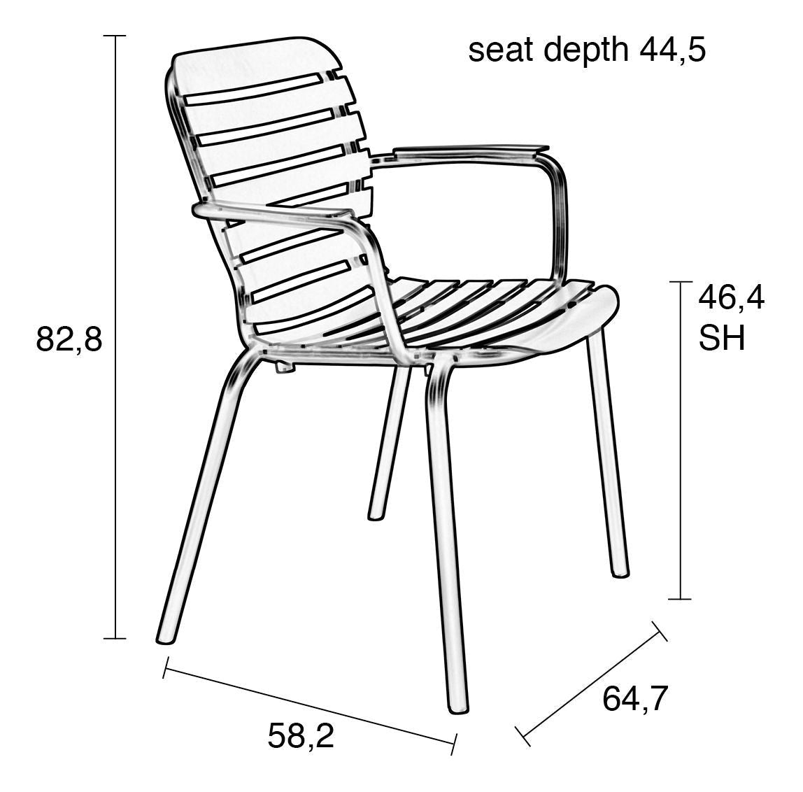 Zuiver Vondel Garden Chair with Armrests - Black